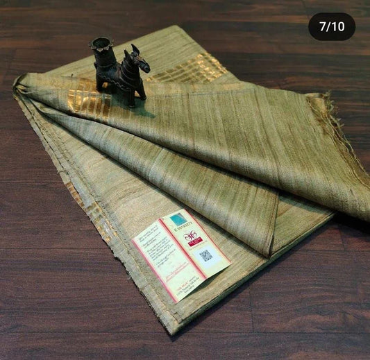 Black - Tusser Ghicha Plain Silk I Indara Saree