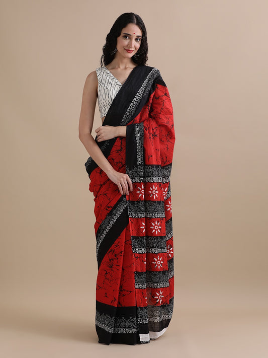 Blooming Red I Indara Saree