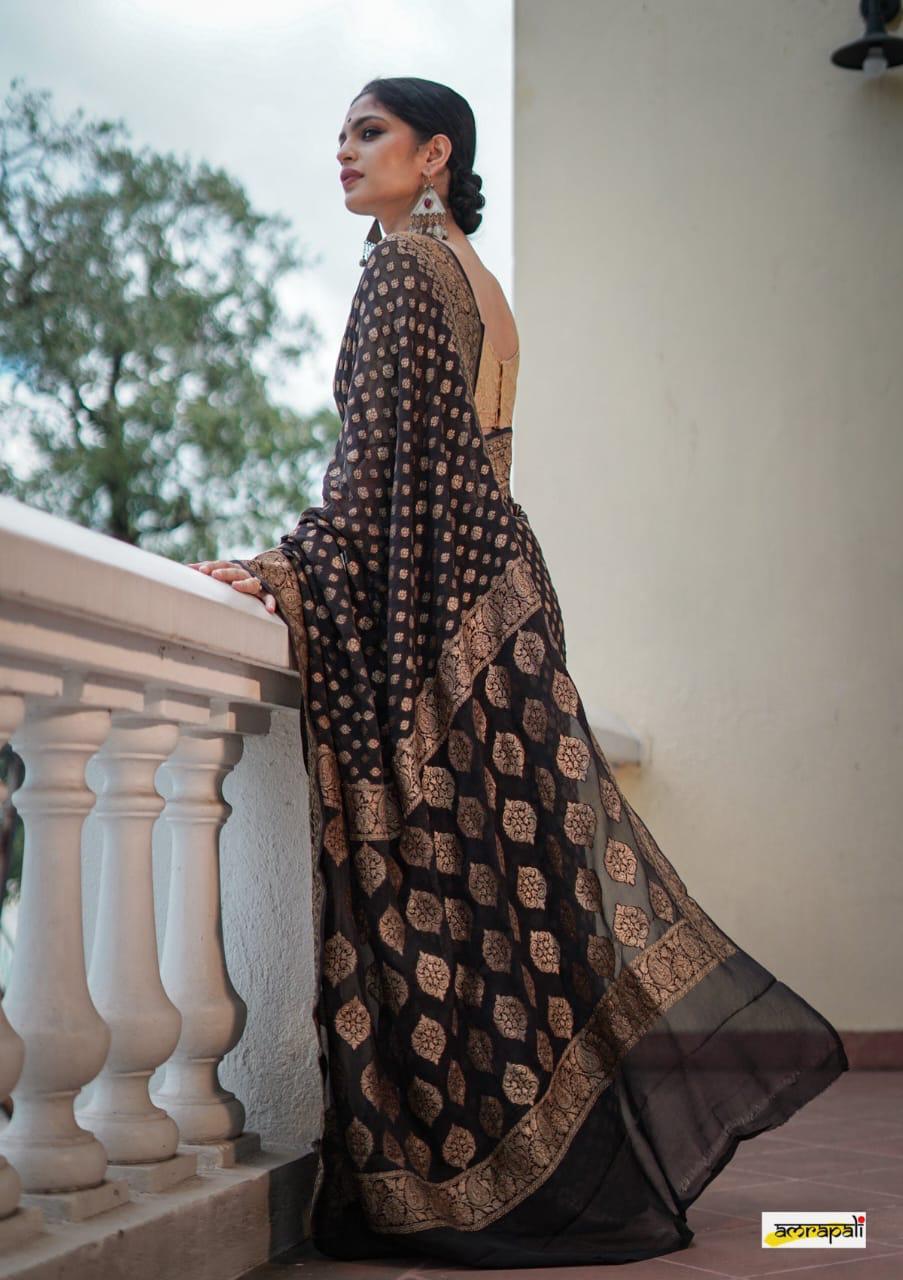 Semi khaddi Georgette silk Banarasi I Indara Saree