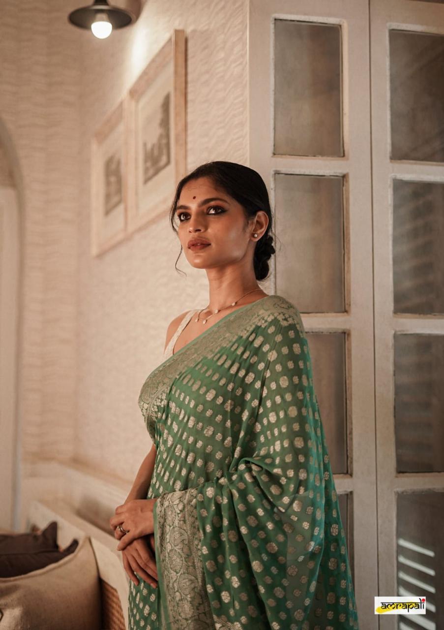 Semi khaddi Georgette silk Banarasi I Indara Saree