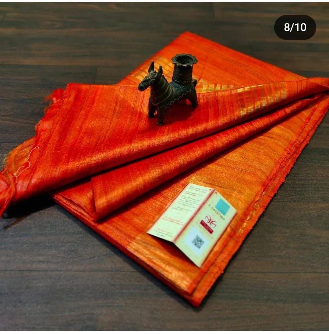 Black - Tusser Ghicha Plain Silk I Indara Saree