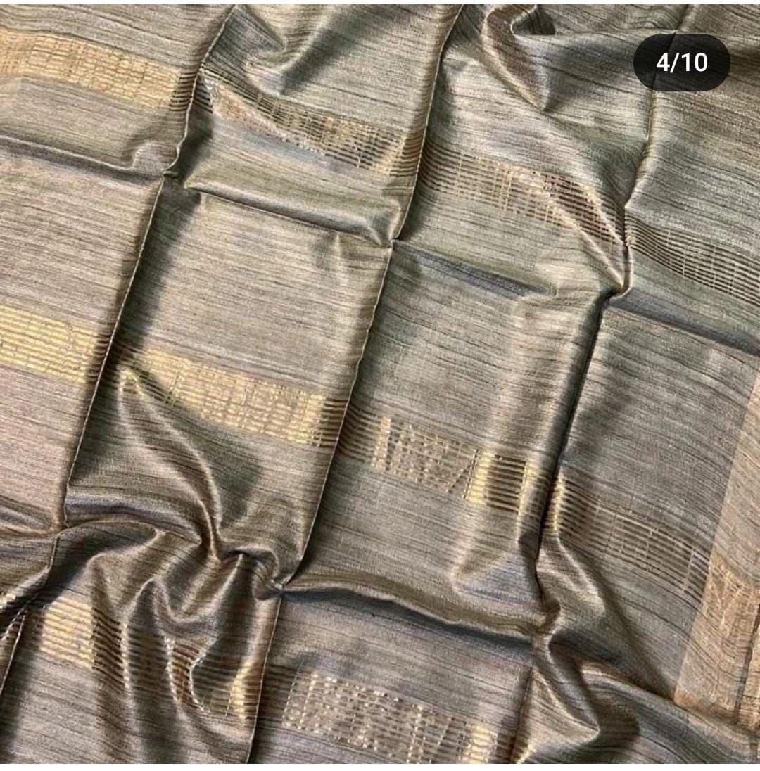 Black - Tusser Ghicha Plain Silk I Indara Saree